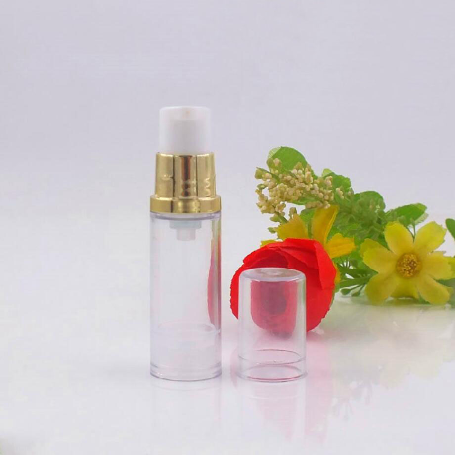 Essence Serum Toner - 5ML クリアプラスチックエアレスボトル ゴールドポンプ ローション/エマルジョン/セラム/ファンデーション/アイエッセンス トナーミストスプレーヤー スキンケアパック