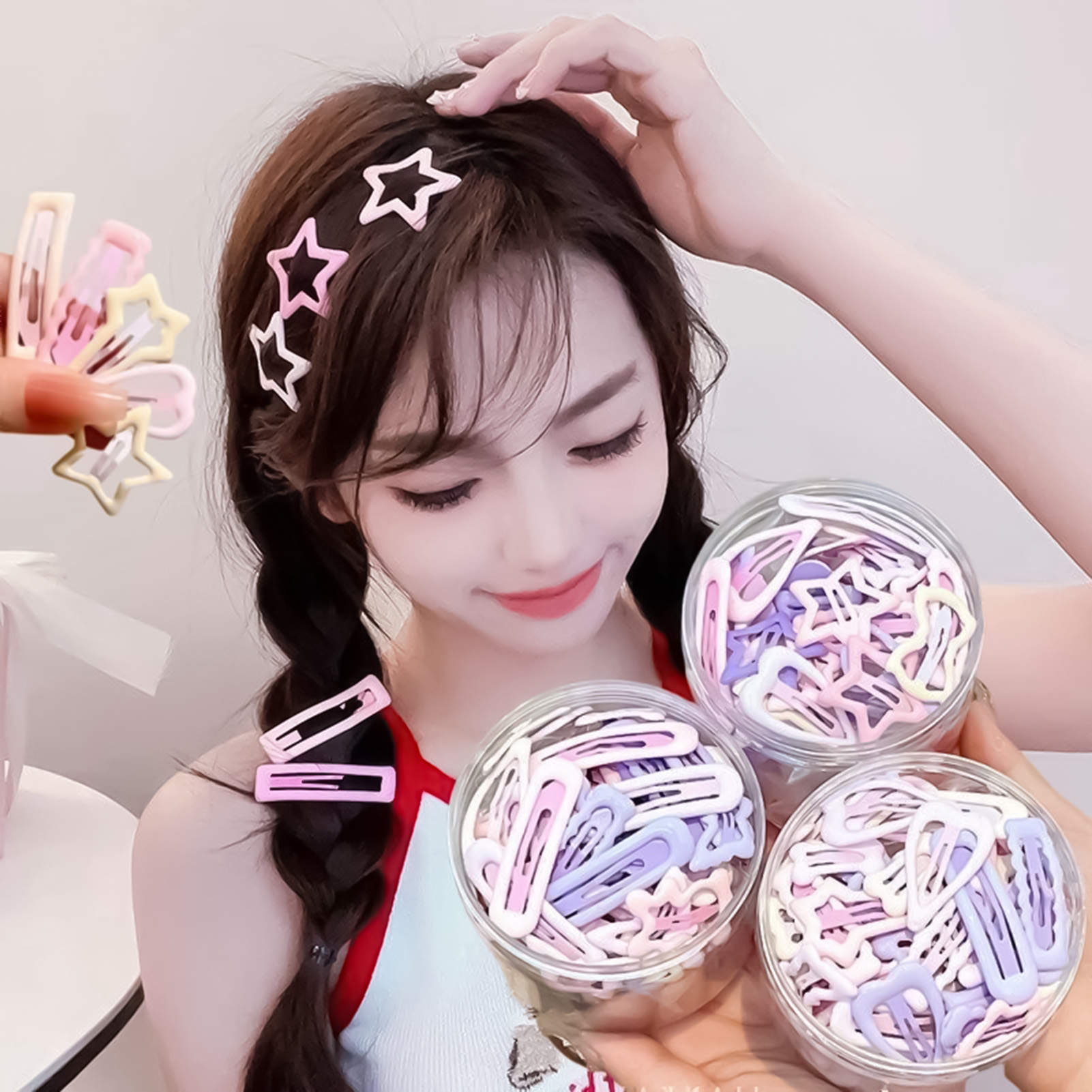 Lifestyle In Korean - 3 個のスイートスタイルのヘッドウェアピン、すべてマッチし、安定したグリップ、日常の生活に適した滑らかなヘッドウェア、日常使用に最適です。