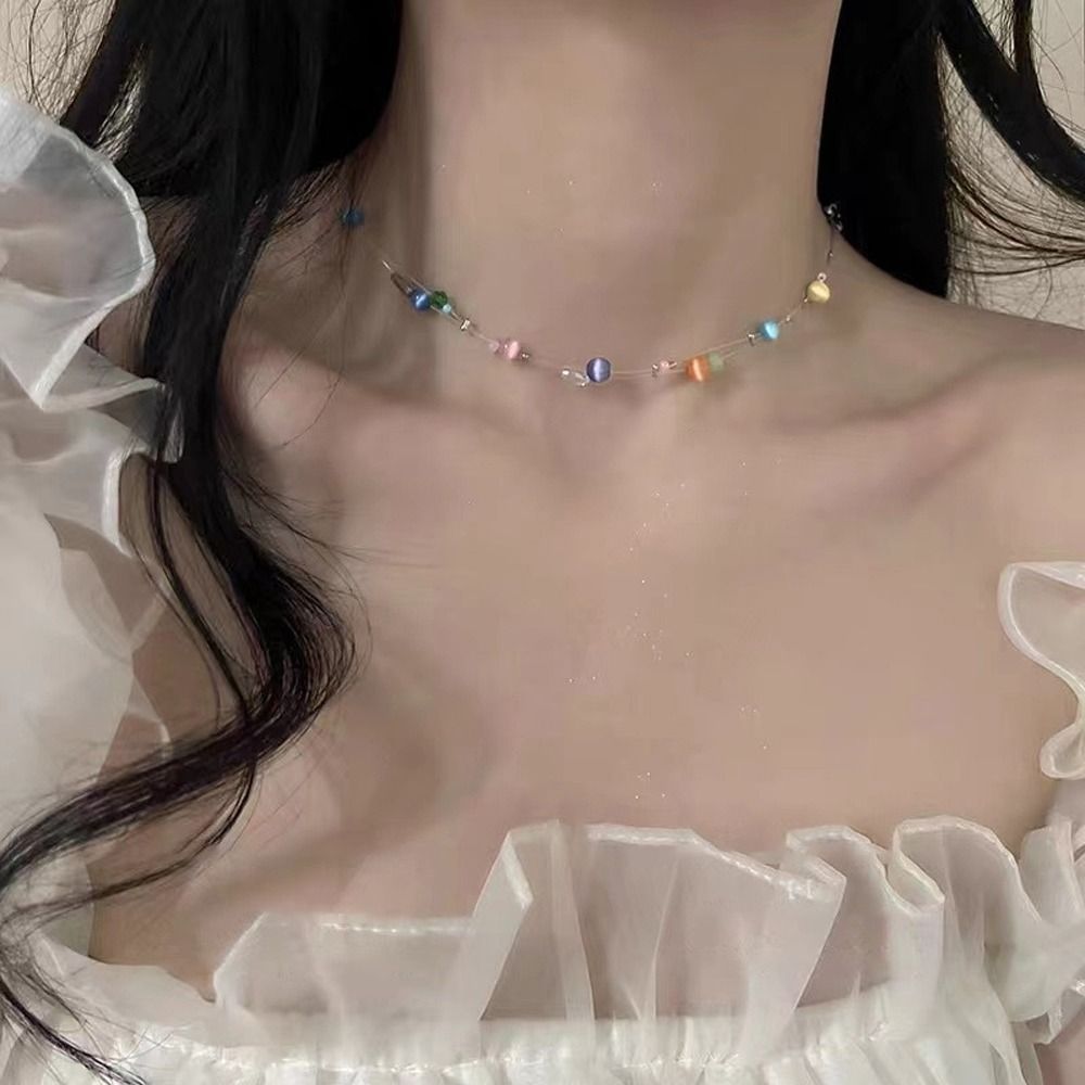 トレンディな合金韓国風ネックレス樹脂美学Y2kネックレスカラ - Korean Lifestyle Aesthetic のレビューと価格