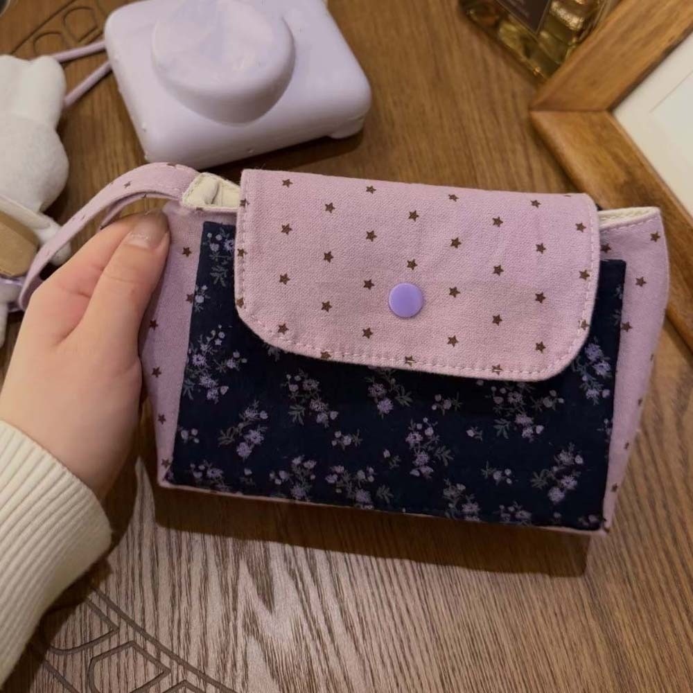 パープルプリント花柄メイクアップバッグスター水玉模様ソフトコ - Lifestyle In Korean のレビューと価格