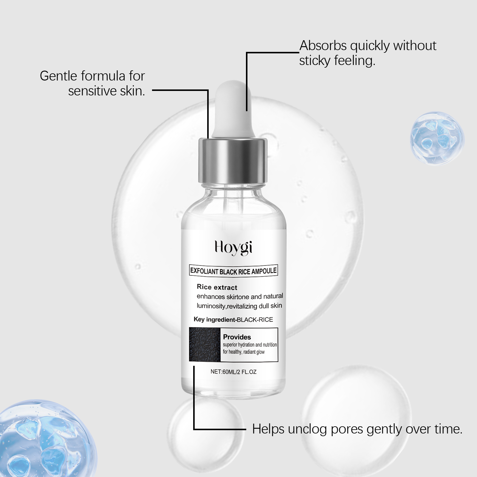 グローライスアンプル ホワイトブラックライス角質除去剤 顔と - Essence Serum Toner のレビューと価格