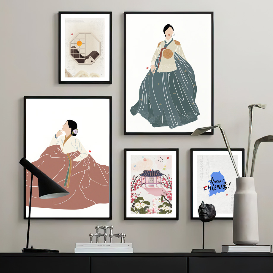 韓国スタイル自由奔放に生きる韓服少女アジアの壁アート美学プリ - Modern Korean Lifestyle のレビューと価格